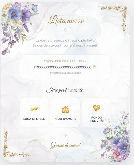 Lista nozze nelle nostre partecipazioni digitali