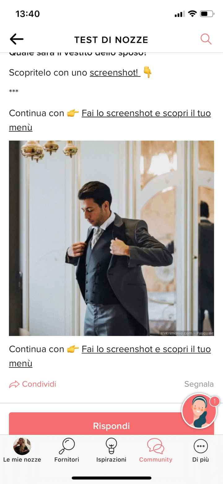 Fai lo screenshot e scopri il vestito dello sposo - 1
