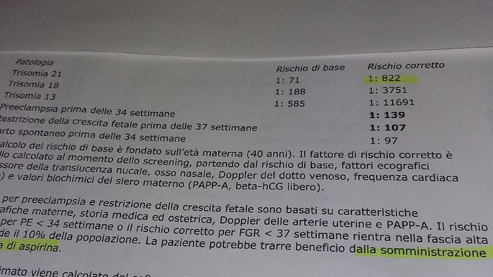 Esiti screening primo trimestre e bi test 2