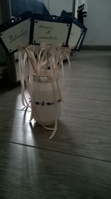 vasetto personalizzato  e targhette confetti