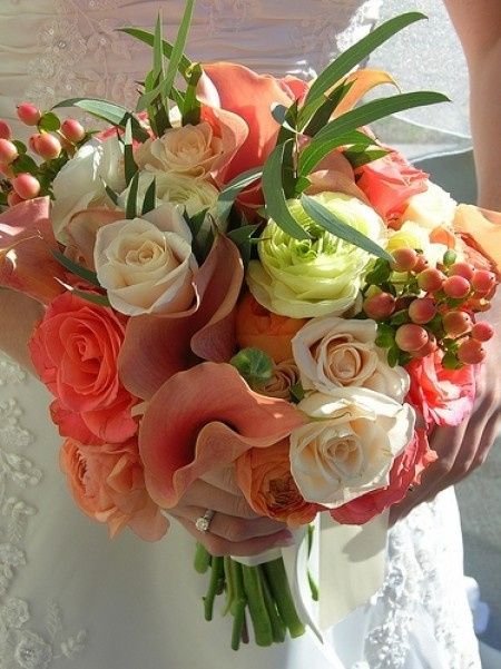 Bouquet sposa tonalità arancio - avorio