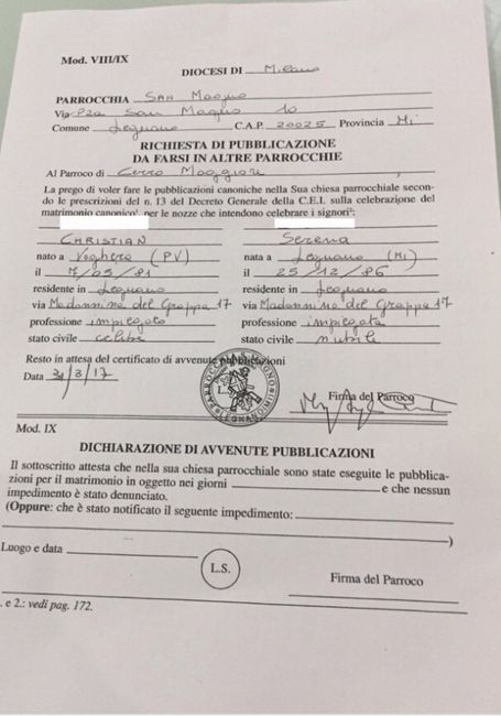 Mod. vii Richiesta di pubblicazioni da fare in altre parrocchie - 2