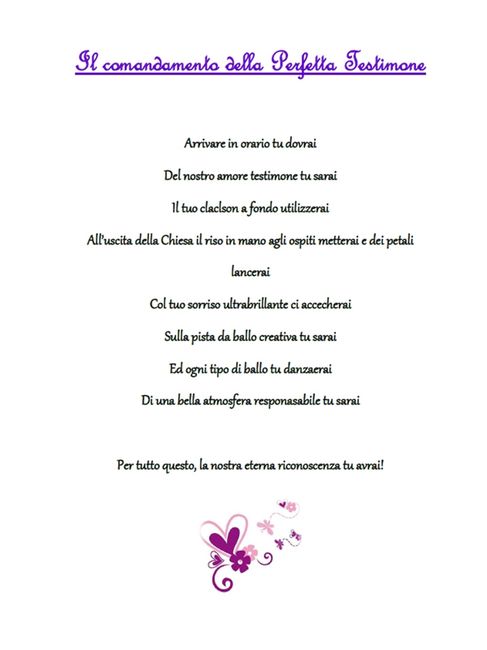 Il comandamento della testimone di nozze
