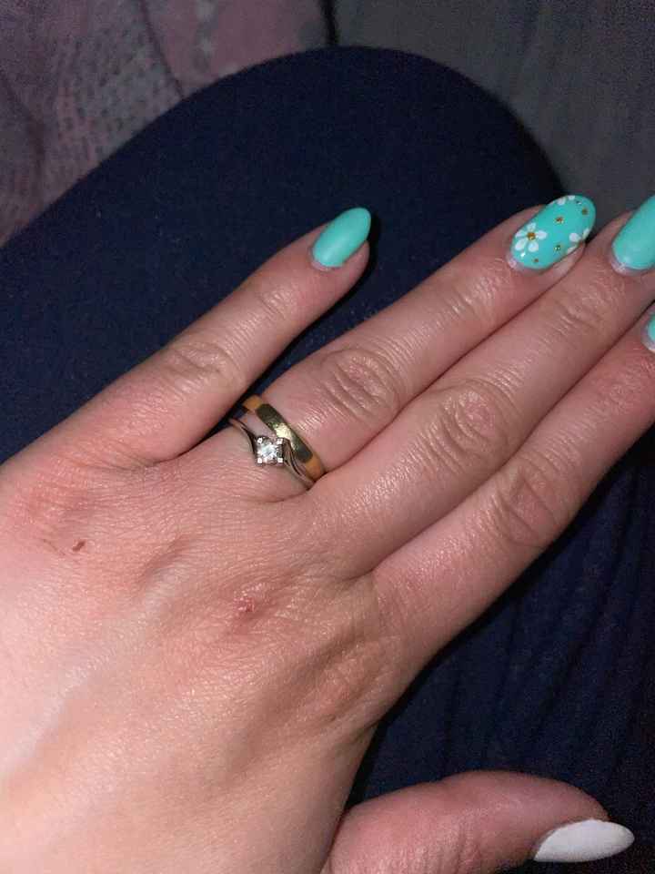 Fede gialla con solitario oro bianco - 1