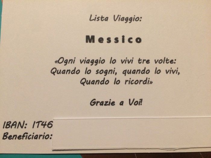 IBAN per viaggio di nozze