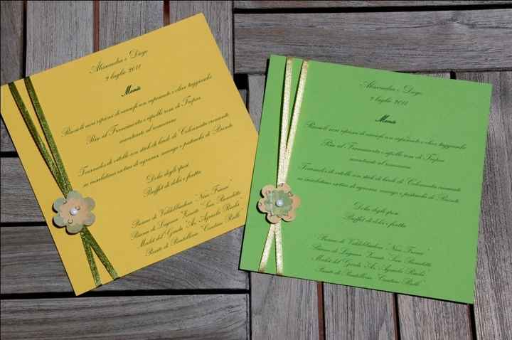 menu matrimonio verde e giallo