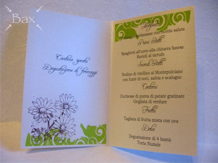 menu matrimonio verde