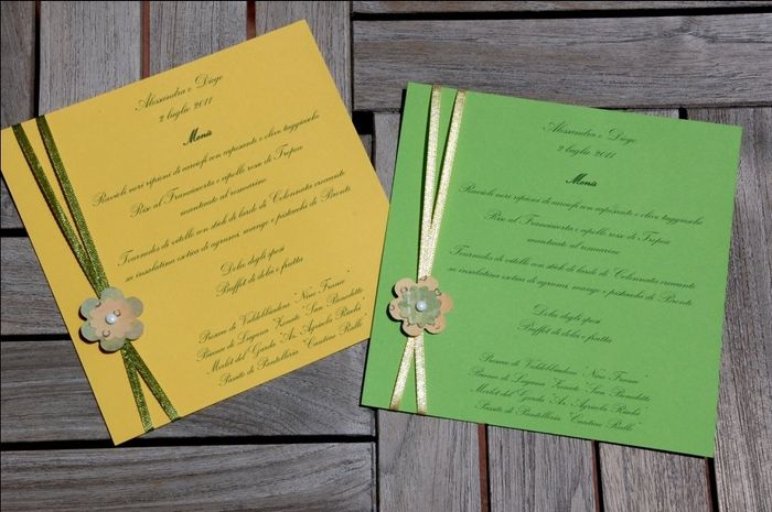 menu matrimonio verde e giallo