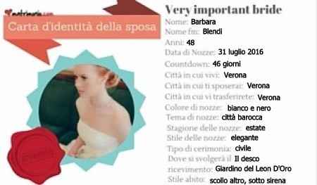 la carta d'identità della sposa Barbara