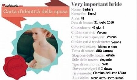 la carta d'identità della sposa Barbara