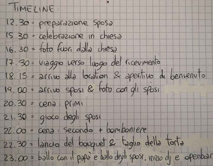 Time-line matrimonio serale - 1