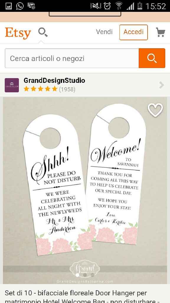 Welcome bag in hotel per ospiti da fuori - 1