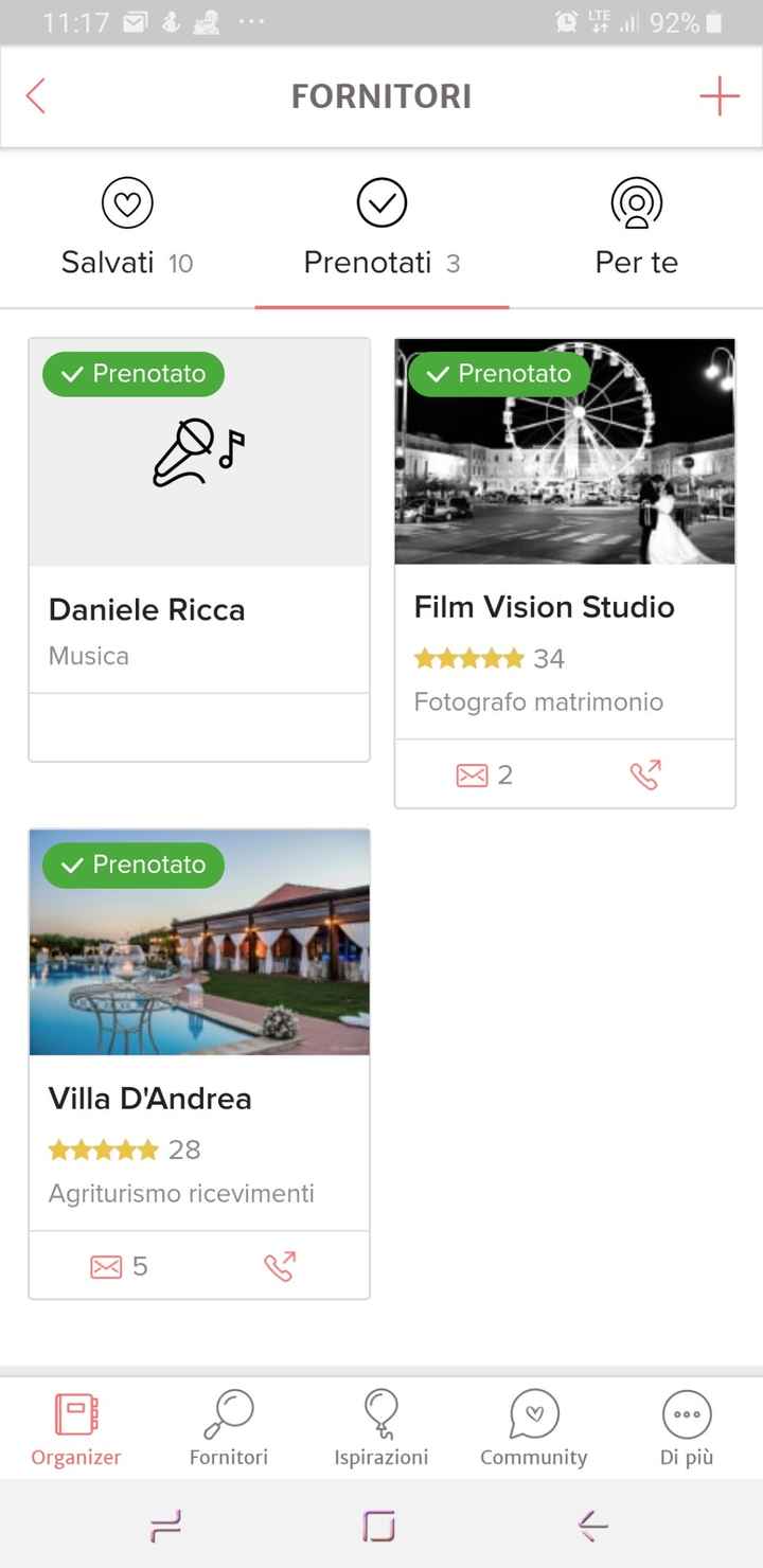 Fornitori prenotati sono per adesso solo 3