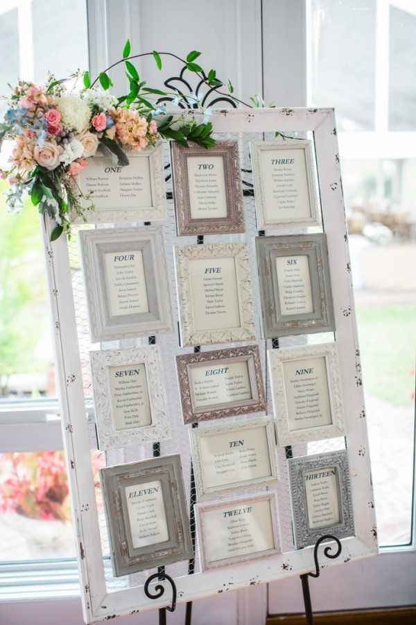 Tableau de mariage cornici shabby chic