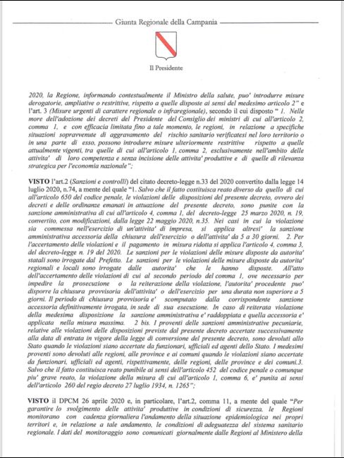 Ordinanza De Luca - Testo 2