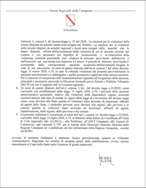 Ordinanza De Luca - Testo 9