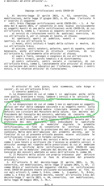 Green Pass per bambini che presenziano ai ricevimenti e Decreto sostegni bis approvato ieri in Senato 1