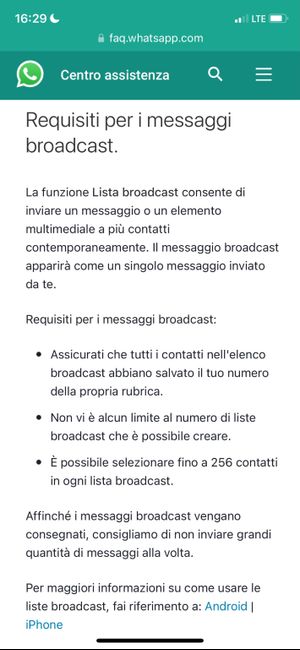 Problemi con Whatsapp Broadcast 1
