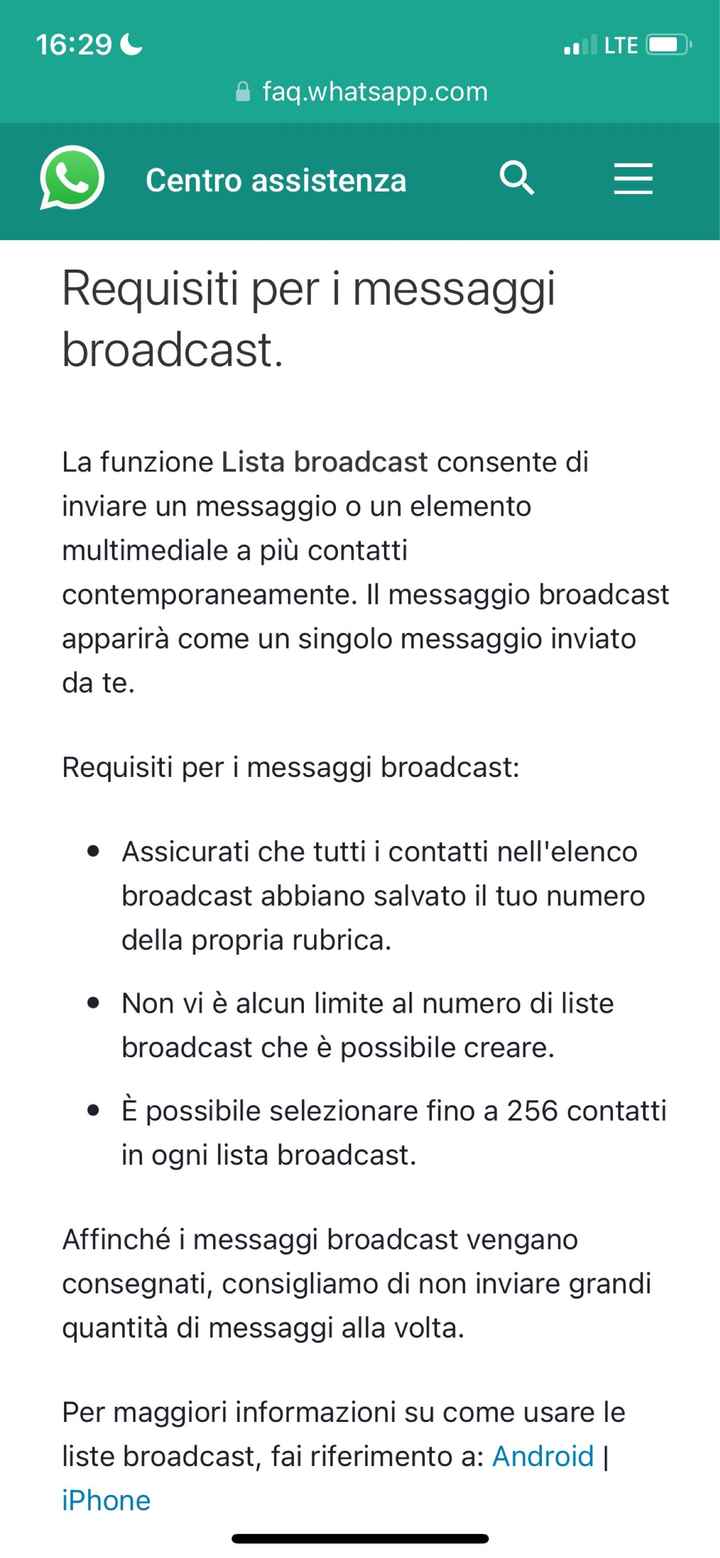 Problemi con Whatsapp Broadcast - 1