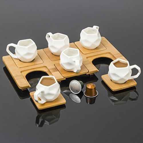 tazzine con vassoio e sottotazzine in bamboo