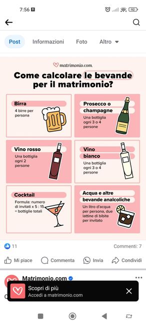 Calcolo bevande pranzo di nozze 1