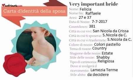 Carta d'identità della sposa -Felicia-