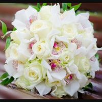 rose bianche e orchidee