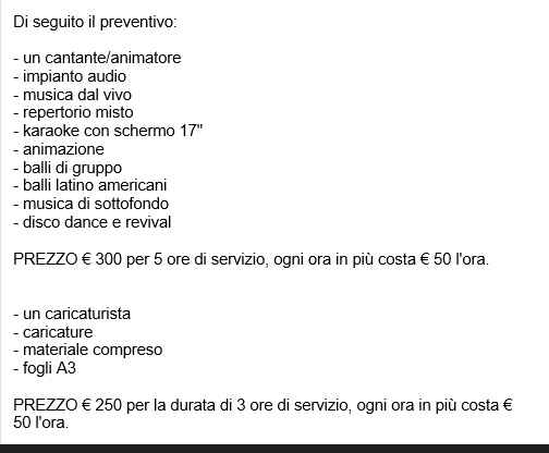 Animazione ricevimento