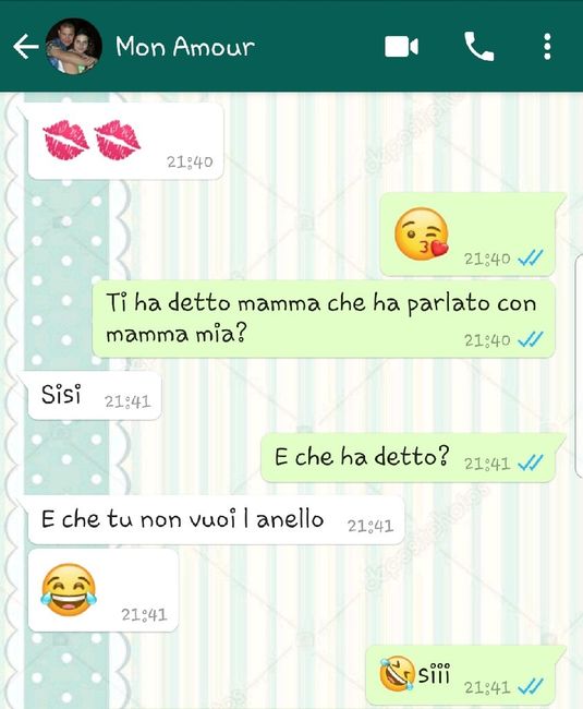 Condividi lo screenshot dell'ultimo messaggio che vi siete inviati 1