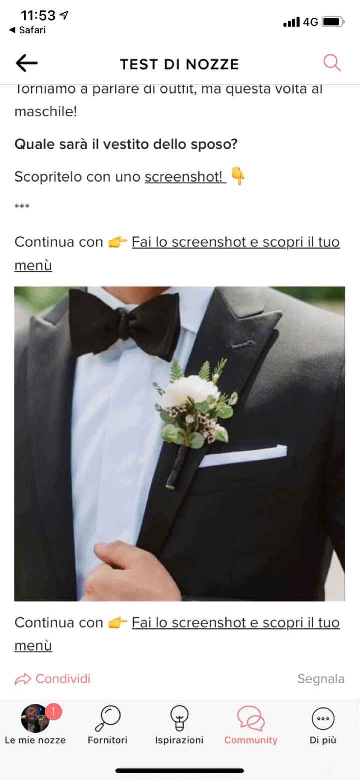 Fai lo screenshot e scopri il vestito dello sposo - 1