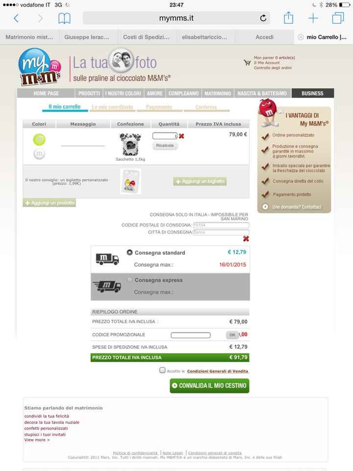 M&m's tempi di consegna - 1