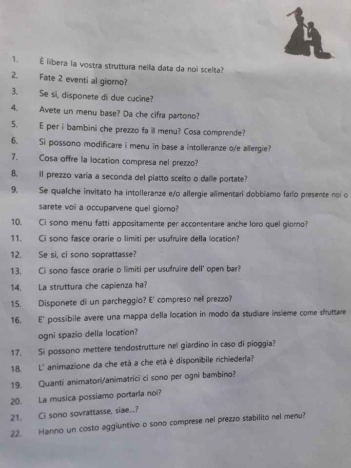 Cosa chiedere all' appuntamento con la location?🍴 - 1