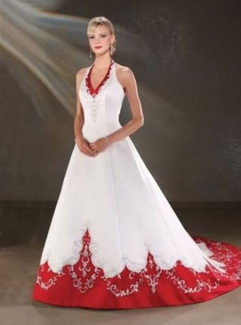 Abito da sposa bianco e rosso - 1