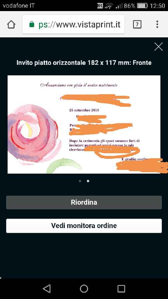 Inviti ordinati da vistaprint - 1