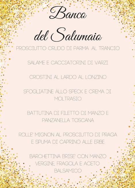 menù tavolo aperitivo # 1