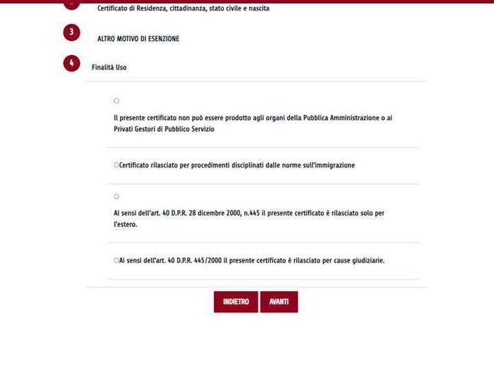 Certificato contestuale comune di Roma 1