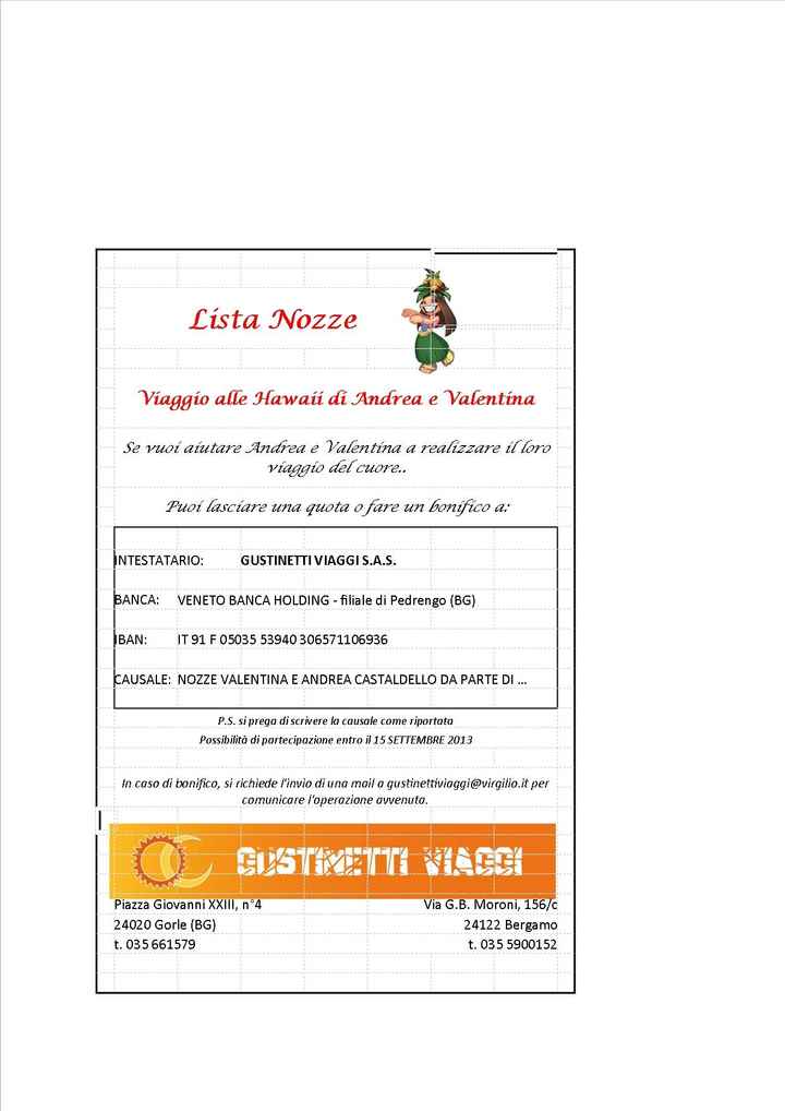 biglietto lista nozze