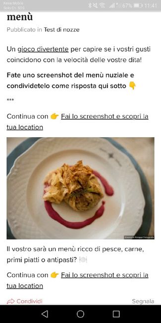 Fai lo screenshot e scopri il tuo menù - 1