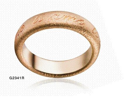 Fede sabbiata di oro rosa con incisione esterna
