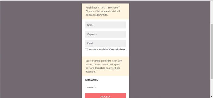 Password Wedding site