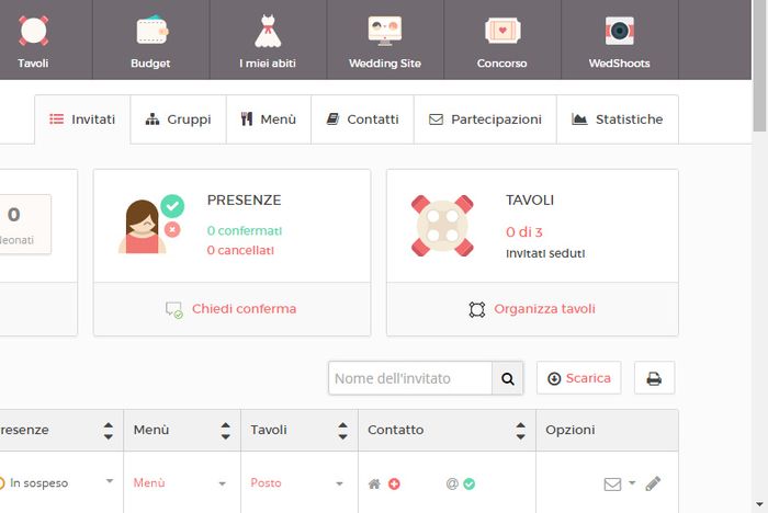 Organizza tavoli