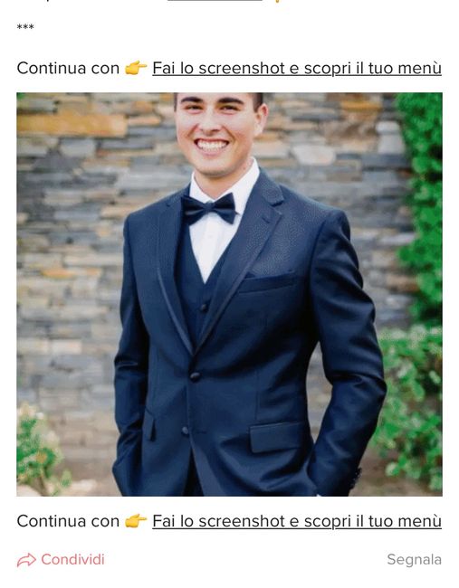 Fai lo screenshot e scopri il vestito dello sposo - 1