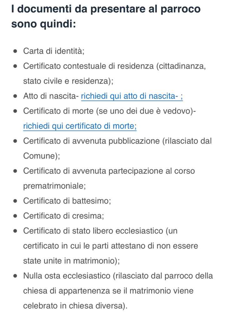 Documentazione matrimonio religioso - 1