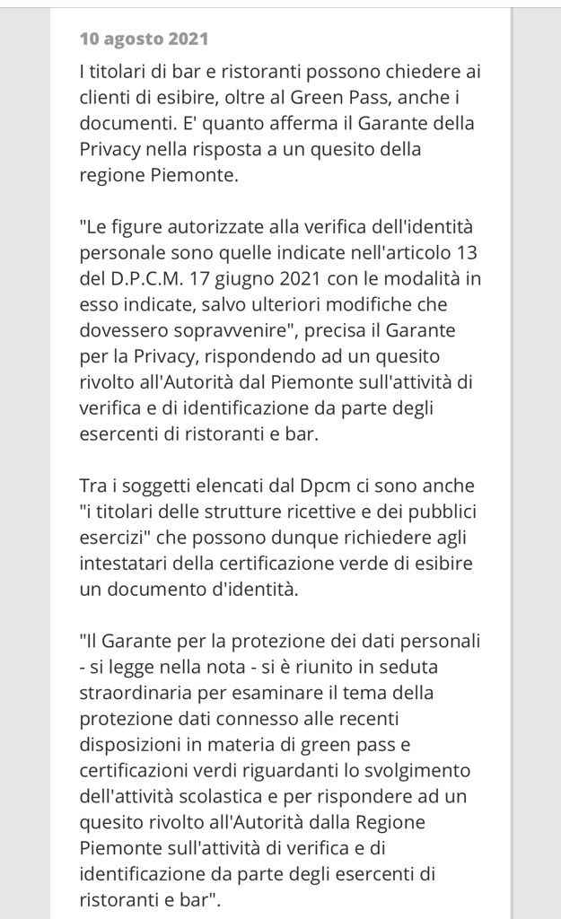 Controllo green pass - 1