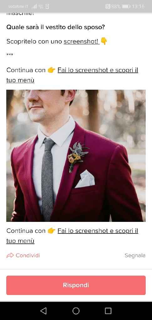 Fai lo screenshot e scopri il vestito dello sposo - 1