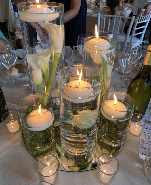 Centrotavola fiori con candele galleggianti 6