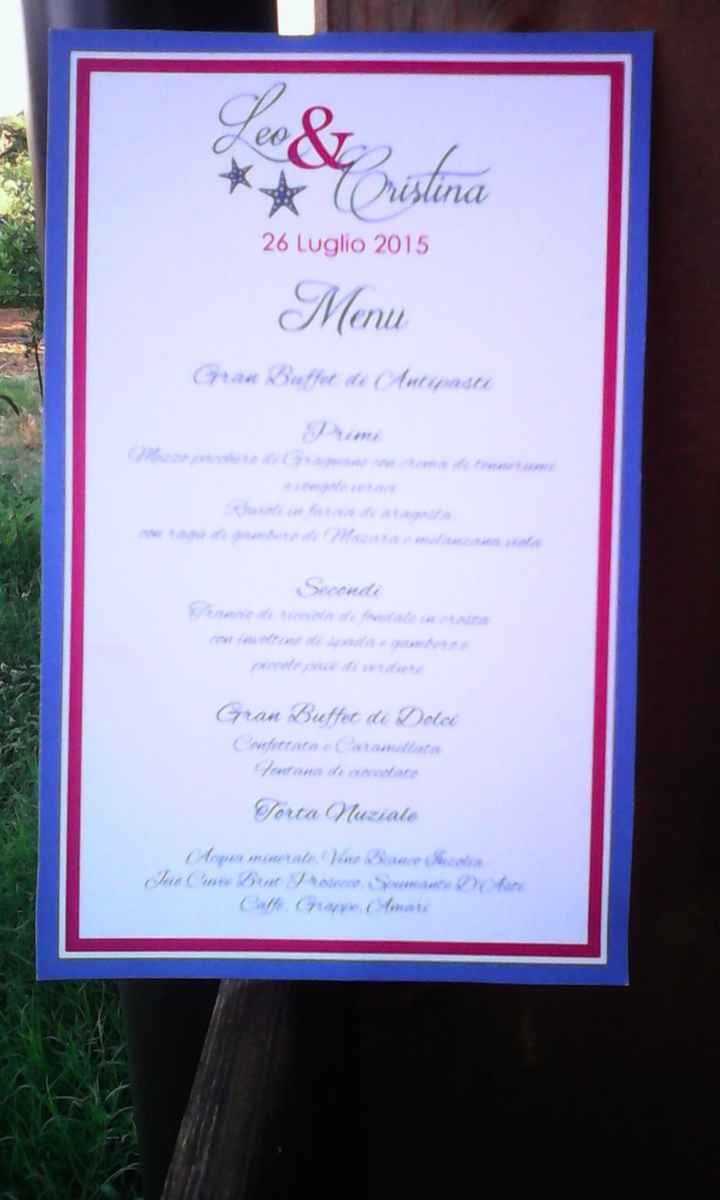 Bozza menu stampato