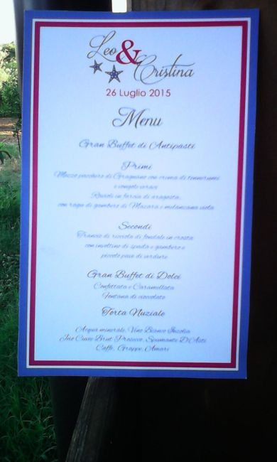 bozza menu stampato