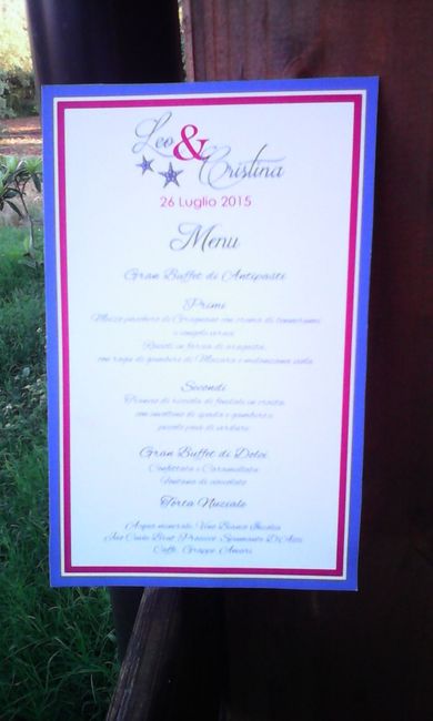 bozza menu stampato