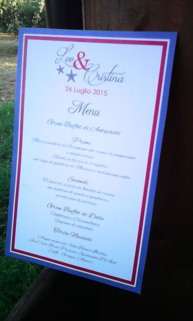 bozza menu stampato